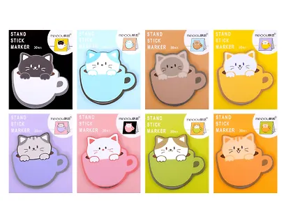 Блок бумаги самоклеящийся 30 листов, "Cat in cup", в ассортименте - фото 2