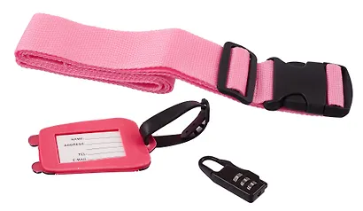 Travel набор Бирка, замочек и ремень для багажа (розовый) (12-travel22-B2) - фото 5