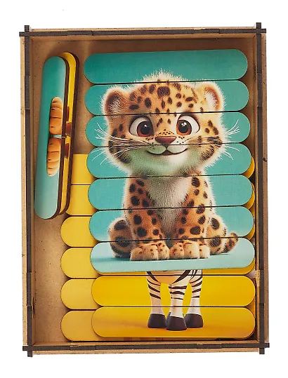 Пазл-палочки  "Веселый зоопарк" 5 картинок - фото 3