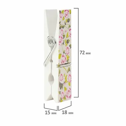 Прищепки декоративные широкие Шебби-шик, 4 штуки, 7,2 см, ассорти, ОСТРОВ СОКРОВИЩ, 662679 - фото 4