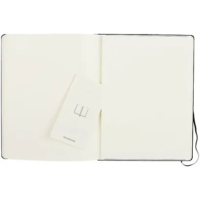 Книга для записей А5+, 96 листов в линейку/нелинованная "Classic Double Xlarge", твердая обложка, черный, ляссе, Moleskine - фото 4