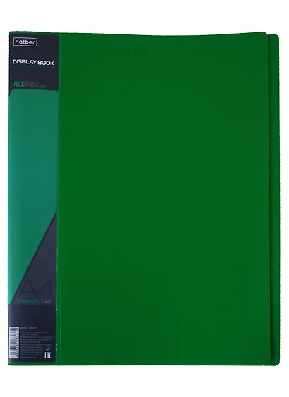 Папка 40ф А4 "STANDARD" пластик 0,6мм, зеленая - фото 1