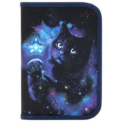 Пенал 1отд. "Star cat" с наполнением, 21*14см, 1 отк. планка, 24 предмета - фото 1
