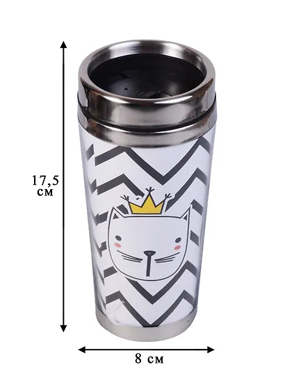 Термостакан Коты зигзаг (пластик) (450мл) - фото 2