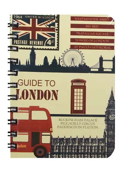 Записная книжка А6 80л кл. "Guide to London" спираль, Kairui - фото 1
