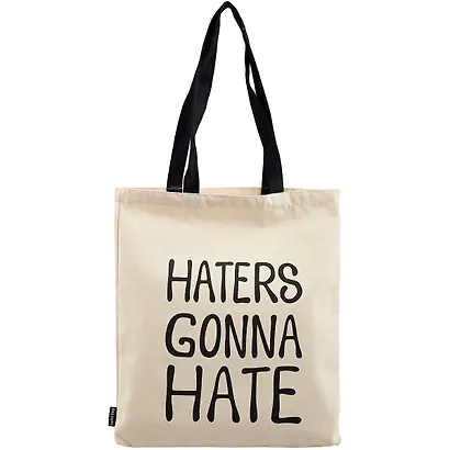 Сумка-шоппер Haters gonna hate бежевая, текстиль 40см.*35см. - фото 1