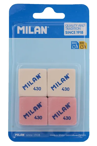 Ластики 04шт "430" квадратные, инд.уп., Milan - фото 1