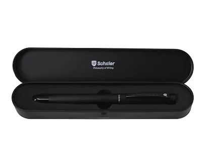 Ручка подарочная шариковая синяя "Obsidian", черный корпус, Schiller - фото 4
