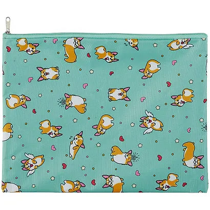 Папка для тетрадей В5 "Корги" молния, ткань, подкла - фото 1