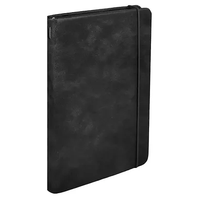 Ежедневник недат. А5 160л "Граниссо" черный, кожзам, тв.переплет, застежка-резинка, карман, тонир.блок, ляссе - фото 1