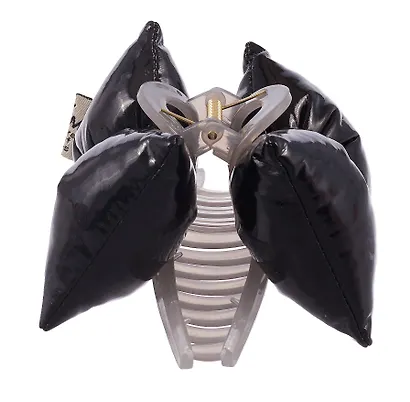 Заколка-крабик дутая Бантик (черная, металлик) (PU) (12см) (12-2025093-13) (Lafilaf) - фото 4