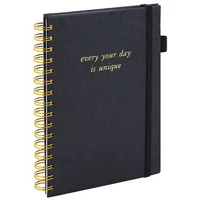 Книга для записей А5 80л кл. "Calipso" черный, иск.кожа, резинка, гребень - фото 1