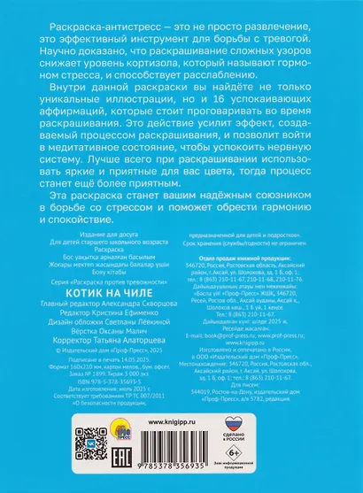 Раскраска против тревожности. Котик на чиле - фото 2