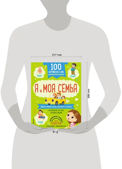 100 английских слов: запомню легко. Я и моя семья (двусторонний плакат-схема) - фото 4