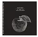 Скетчбук 195*195 20л "Apple" акварел. бумага, 200г/м2, черный дизайнерский картон, тиснение фольг. серебро, евроспираль - фото 1