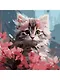 Холст с красками по номерам "Малыши. Котёнок в цветах", 30 х 30 см - фото 2