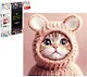 Алмазная мозаика "Котенок в шапочке" 20х20 см. - фото 1