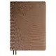 Ежедневник недат. А5+ 192л 175x245 "Аллигатор" светло-коричневый, иск.кожа, тв.переплёт, поролон, офсет, ляссе, мет.уголки, подар.карт.коробка с ПВХ-крышкой - фото 2