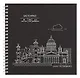 Скетчбук 195*195 20л "Ночной Санкт-Петербург" акварел. бумага, 200г/м2, черный дизайнерский картон, тиснение фольг. серебро, евроспираль - фото 1