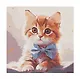 Холст с красками по номерам в коробке. "Малыши" Котёнок с бантом 30х30, 20 цветов - фото 1