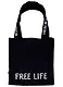 Сумка-шоппер Free life с надписью на ручках черная, текстиль 40см.*32см. - фото 1