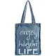 Сумка-шоппер джинсовая на молнии Enjoy every moment (40*33см) (светло-синий) - фото 1