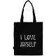Сумка-шоппер I love myself черная, текстиль 40см.*32см. - фото 1
