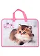 Папка для тетрадей А4 "Cute kitty" 34*24,5*7см пластик, молния, текст.ручки, расширение - фото 1