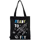 Сумка-шоппер Ready to fly (ракета) черная, текстиль 40см.*32см. - фото 1