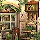 CWGC203 Конструктор интерьерный  – сборный домик CuteBee - Книжный магазин "Зелёная Жизнь", 196 деталей (материалы: дерево, картон, пластик, металл), со световыми эффектами (подсветка интерьера), с питанием от 2хААА батареек (не включены), серия DIY, возр - фото 12