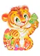 Плакат вырубной "Тигренок с новогодними конфетами" - фото 1