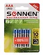 Батарейки КОМПЛЕКТ 4 шт., SONNEN Super Alkaline, AAA (LR03, 24А), алкалиновые, мизинчиковые, в блистере, 451096 - фото 1
