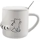 Кружка с крышкой и ложкой Котик с объемным хвостом (керамика) (380мл) (12-08070-HY-1011) - фото 3