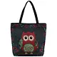 Сумка-шоппер на молнии Сова на ветке (синий фон) (40х40) (текстиль) - фото 1