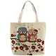 Сумка-шоппер на молнии Две совы на ветке с цветами (40х40) (текстиль) - фото 1