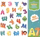 Веселые буквы и цифры. Книга-картинка с наклейками. 150 наклеек - фото 1