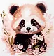 Холст с красками по номерам "Малыши-животные. Панда в цветах", 20 х 20 см - фото 1
