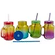 Банка с ручкой и крышкой для коктейлей Цветной градиент (стекло) (350 мл) (12-16956-MK-89022) - фото 2