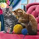 Алмазная мозаика "Играющие с клубками котята", 20 х 20 см, 25 цветов, Рыжий Кот (6+) - фото 2