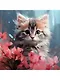 Холст с красками по номерам "Малыши. Котёнок в цветах", 30 х 30 см - фото 1