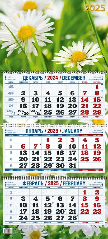 Календарь 2025 настенный трехблочный Озон